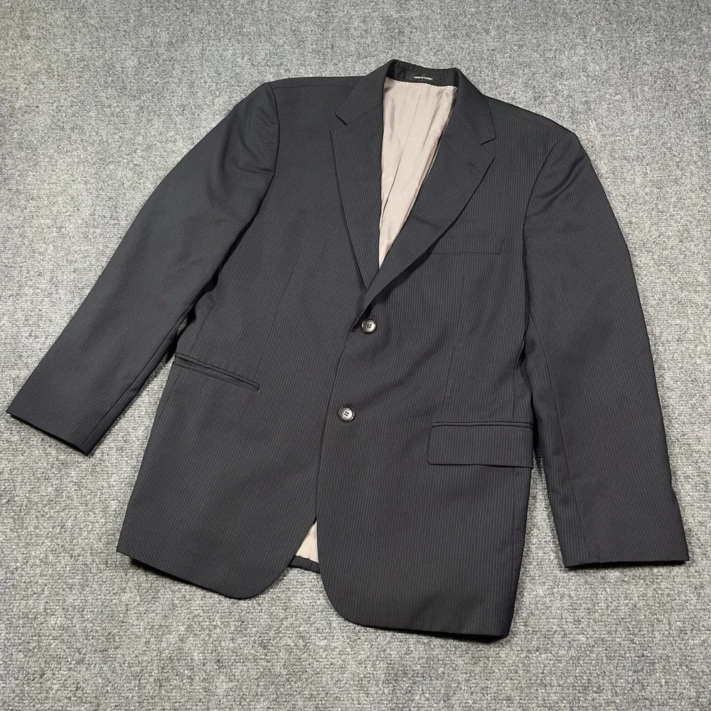 Mens Hugo Boss Sport‎ Coat Jacket Blazer 42S 100% Virgin Wool Blue Pin Stripe